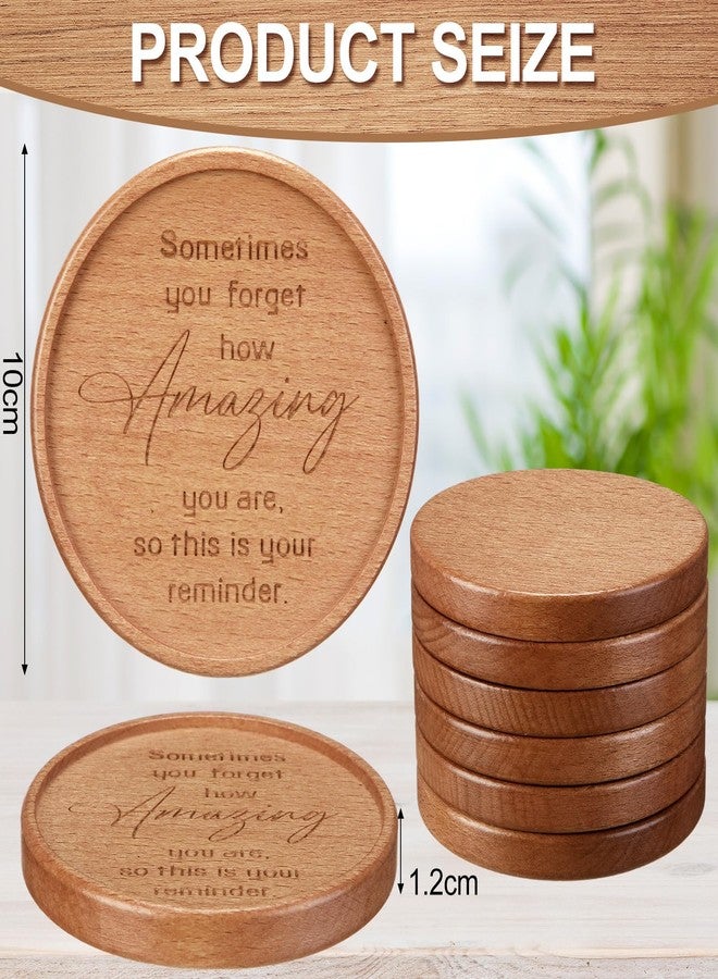 Mysora 12 Pcs Christmas Thank You Acacia Coasters Appreciation Gifts for Employee 4 Inches Round Wooden Coasters for Teachers Colleagues Home Party Favors Desk Table Protection Supplies(Amazing) - Image 2